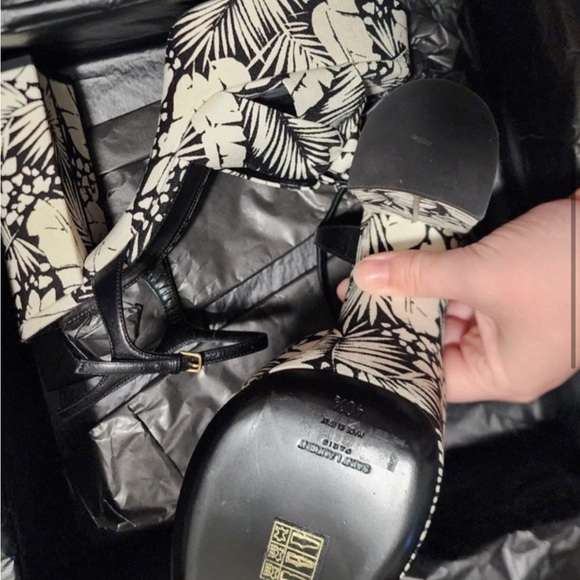 Canvas Floral Bianca 125 Platform SandalsBlack White // - Picture 5 of 8